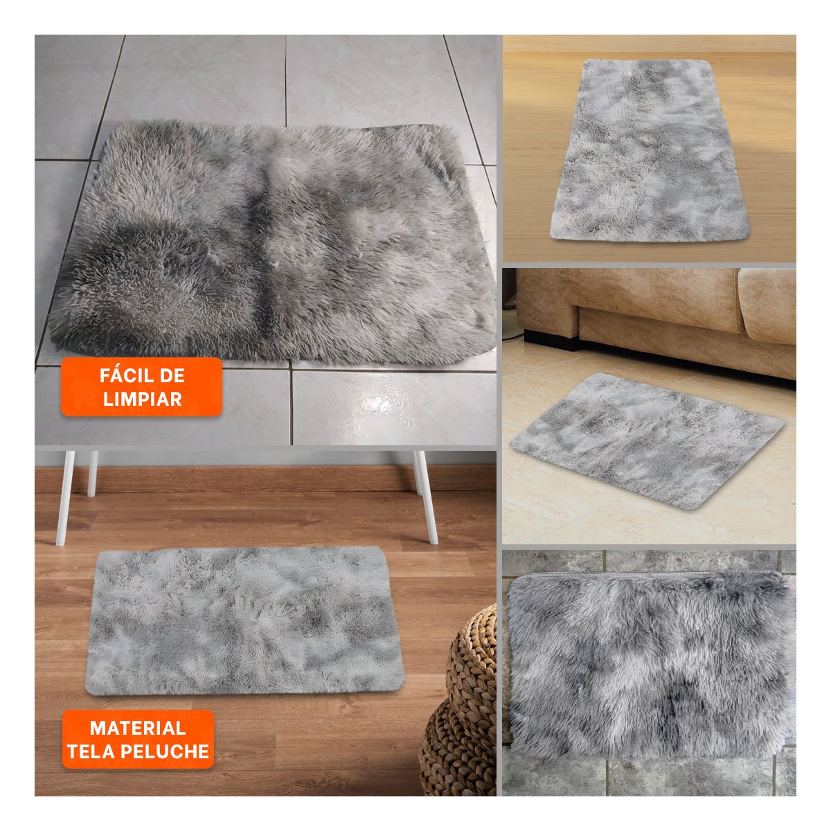 PACK4 ALFOMBRILLA PLOMO RECTANGULAR DIMENSIONES 40X60CM PELUCHE YREGALO STICKER - 2