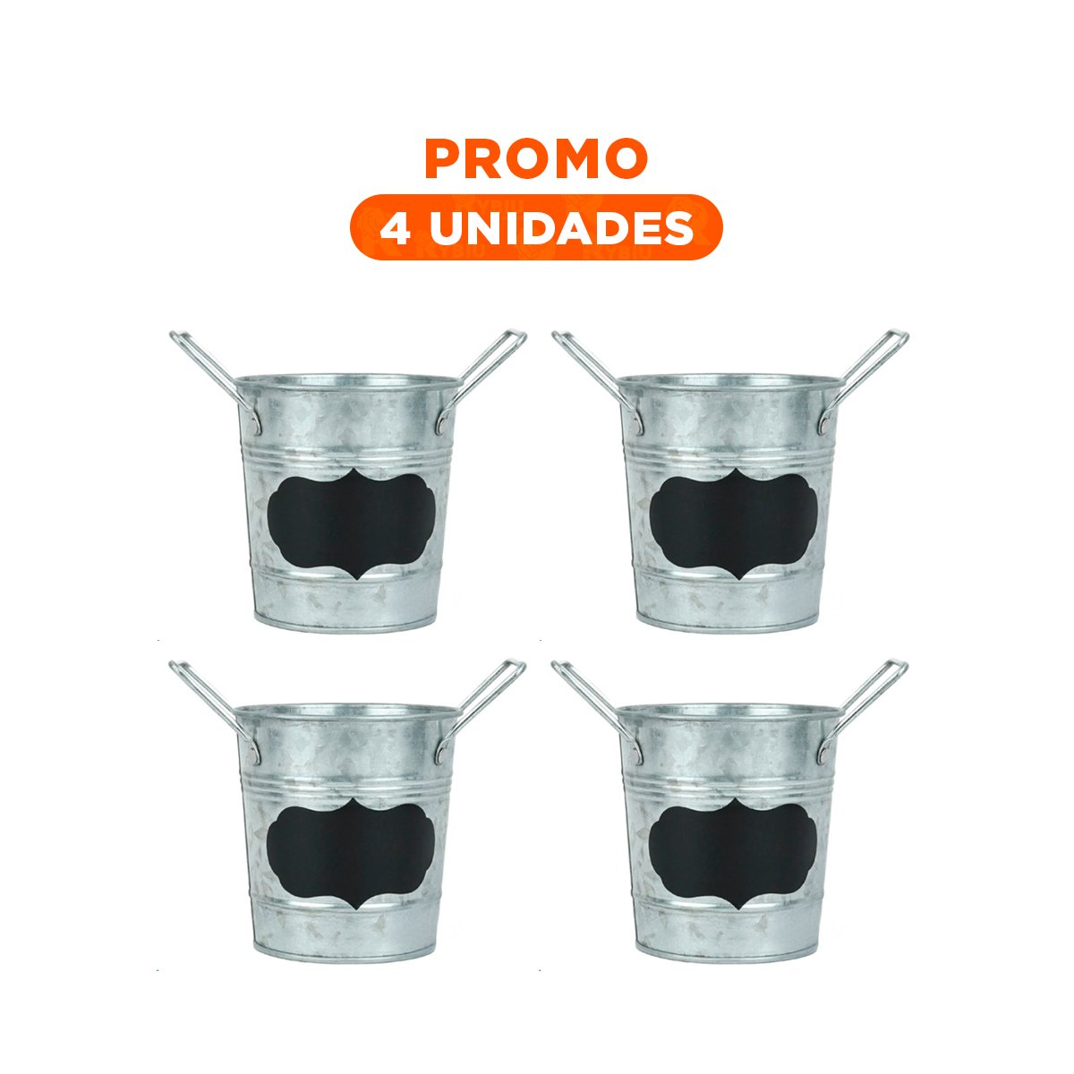 PACK4 BALDE CUBO DE METAL CON DOBLE AGARRADERA Y CUADRO DE NOTA DECORATIVO Y+REGALO STICKER - 1
