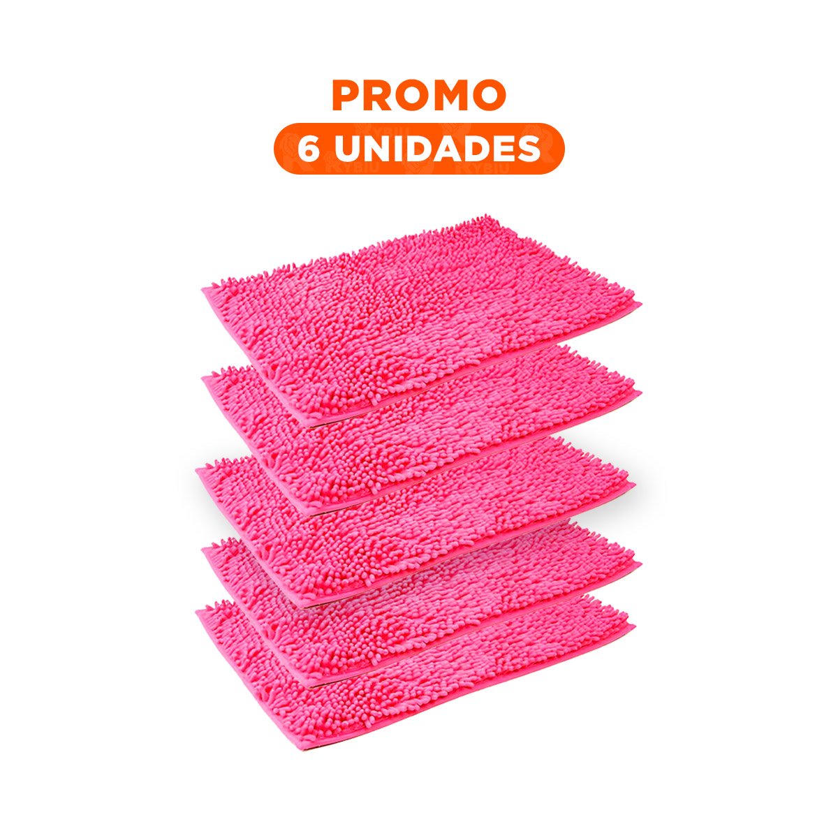 PACK6 TAPETE RECTANGULAR DE MICROFIBRA 40X60CM FUCSIA ANTIDESLIZANTE - 1