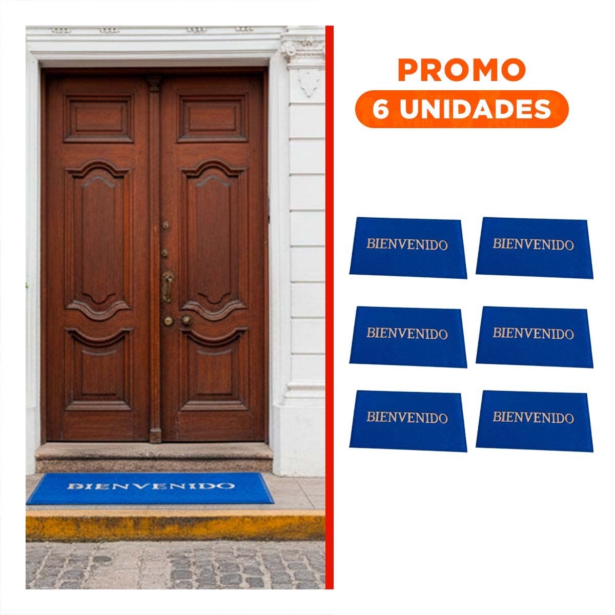 PACK6 PISO RECTANGULAR BIENVENIDO NEGRO DURADERO Y ELEGANTE PARA SALAS Y RECIBIDORES - 1