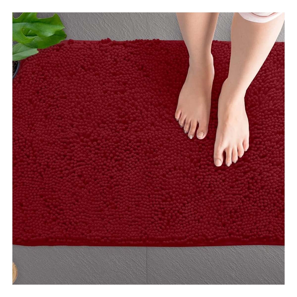 TAPETE RECTANGULAR DE MICROFIBRA 40X60CM GUINDA PARA DECORACION INTERIOR - 2