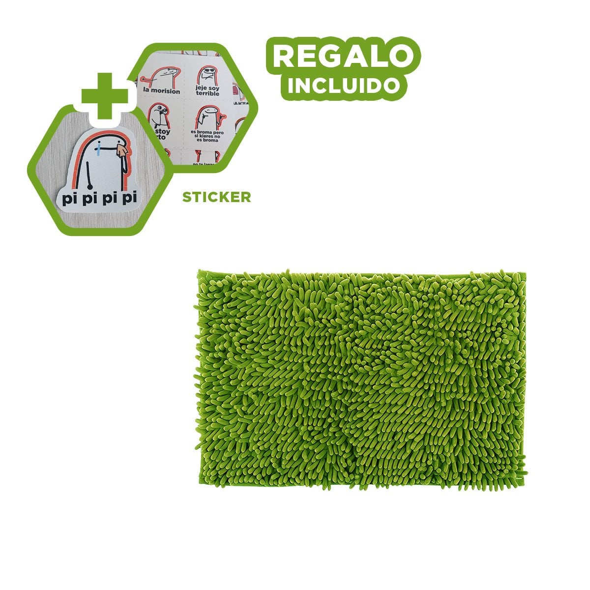 COMPLEMENTO RECTANGULAR DE MICROFIBRA PARA HOGAR 40 X 60 CM VERDE LIMON Y+REGALO STICKER - 1