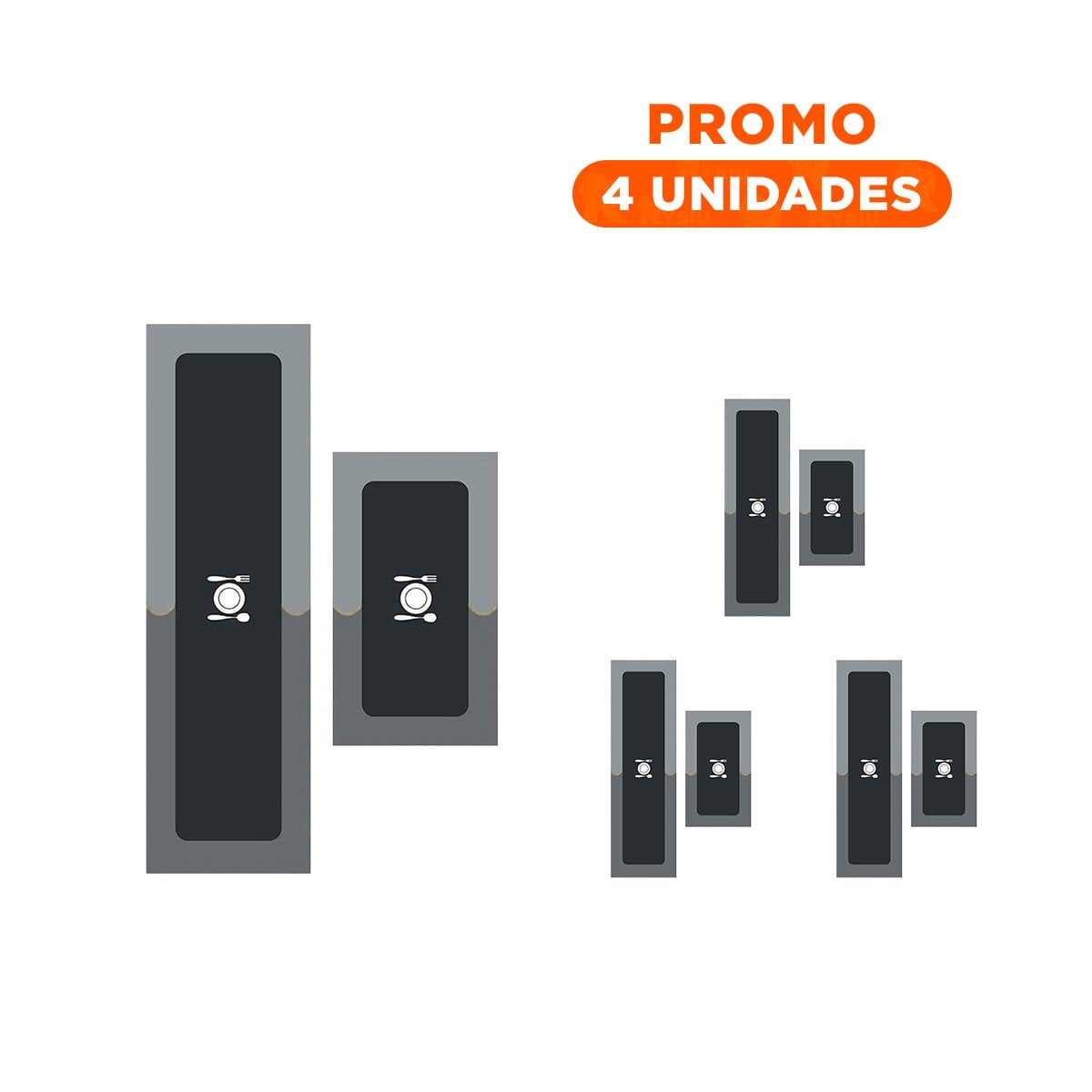 PACK4 ACCESORIO DE PISO ANTIDESLIZANTE PARA COCINA Y ZONAS DE CASA PLOMO Y+REGALO STICKER - 1