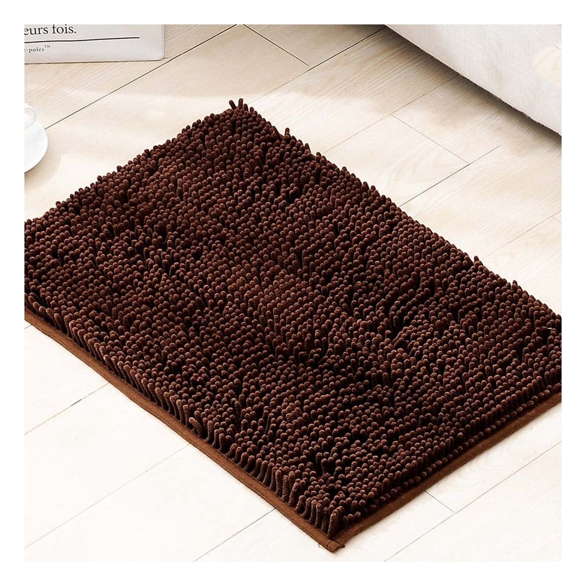 TAPETE RECTANGULAR SUAVE DE MICROFIBRA 40X60CM MARRON PARA AMBIENTES - 1