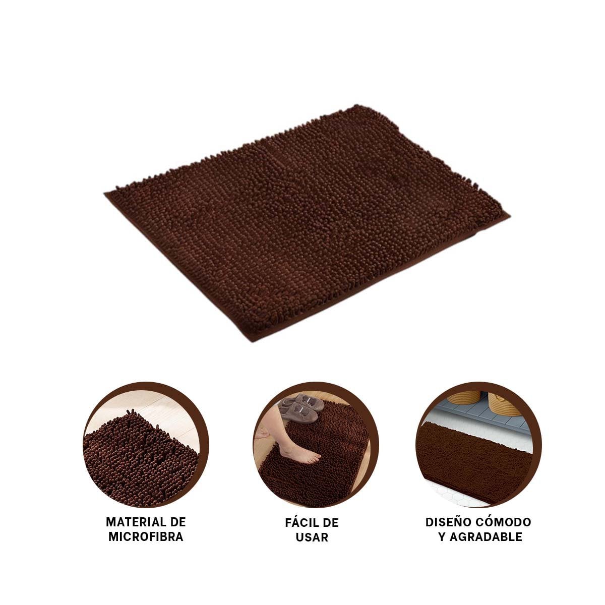 TAPETE RECTANGULAR SUAVE DE MICROFIBRA 40X60CM MARRON PARA AMBIENTES - 3