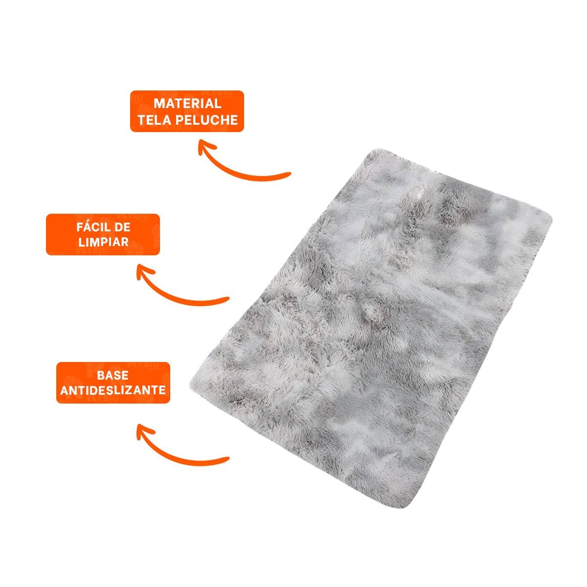 TAPETE RECTANGULAR DIMENSIONES 40X60CM CON TEXTURA PELUCHE PLOMO - 3