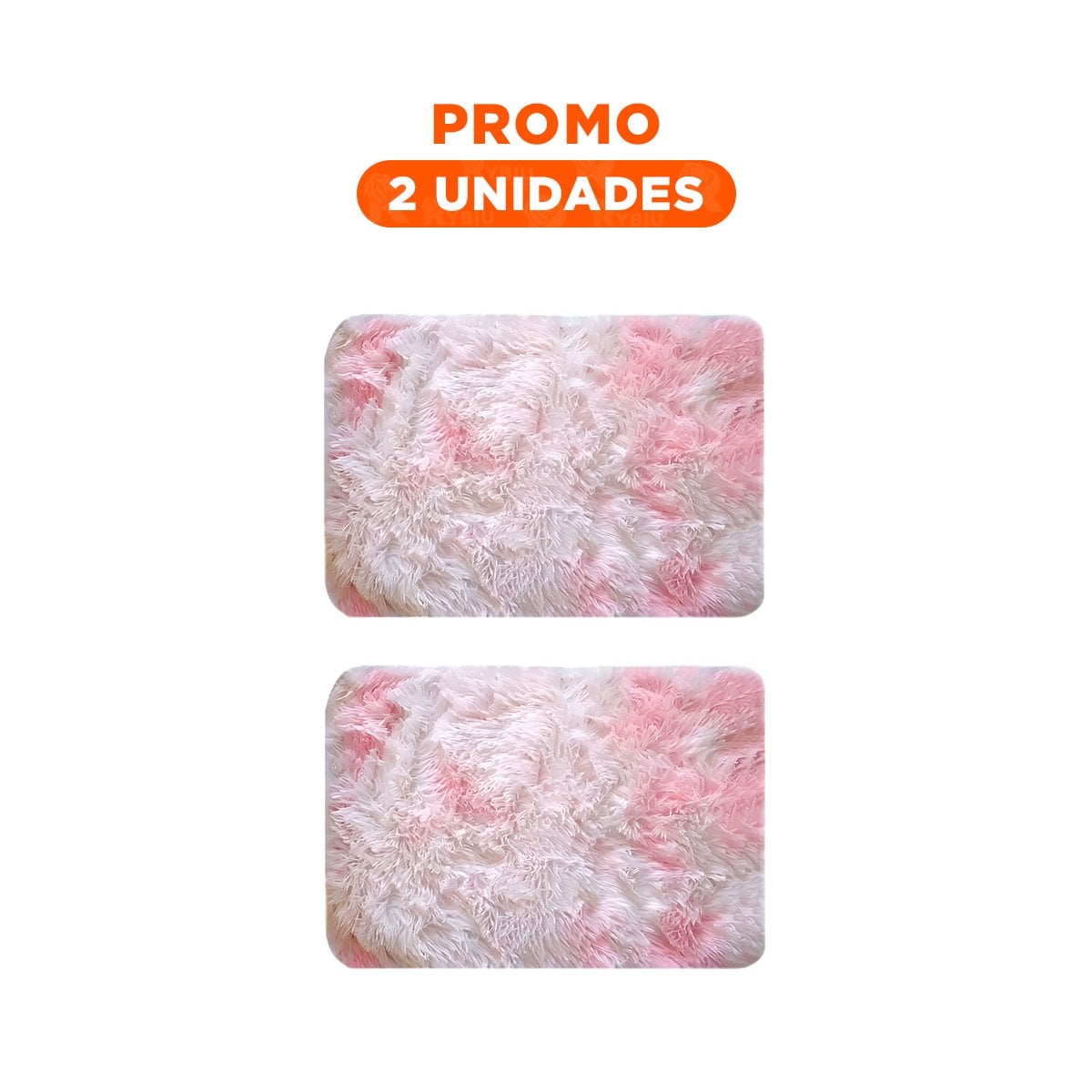 PACK2 ALFOMBRA DIMENSIONES 40X60CM CON ACABADO PELUCHE RECTANGULAR ROSADO Y BLANCO - 1
