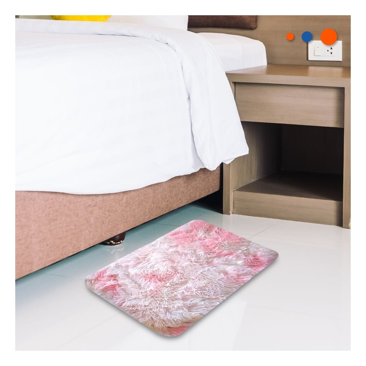PACK2 ALFOMBRA DIMENSIONES 40X60CM CON ACABADO PELUCHE RECTANGULAR ROSADO Y BLANCO - 3