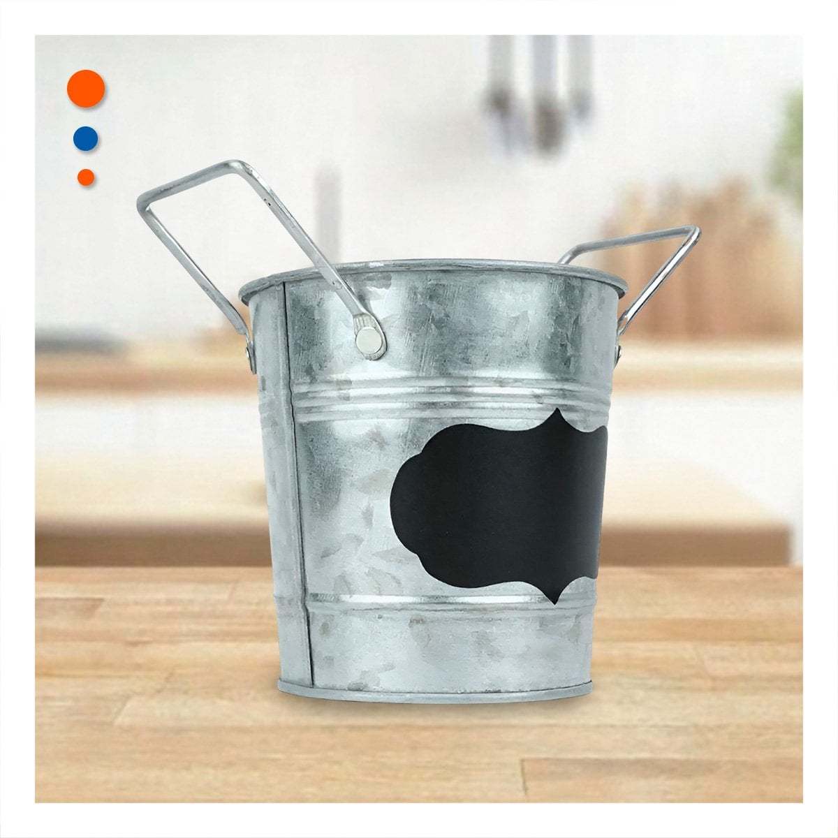 PACK2 BASE PARA PLANTA CUBO DE METAL CON ASA 10X8.5CM PLATEADO ESTILO MODERNO - 2