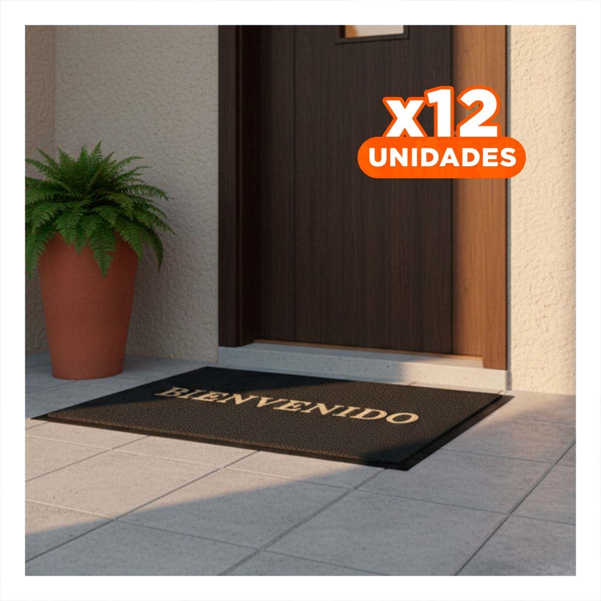 PACK12 FELPUDO RECTANGULAR BIENVENIDO NEGRO PARA ENTRADA Y ESPACIOS COMUNES - 1