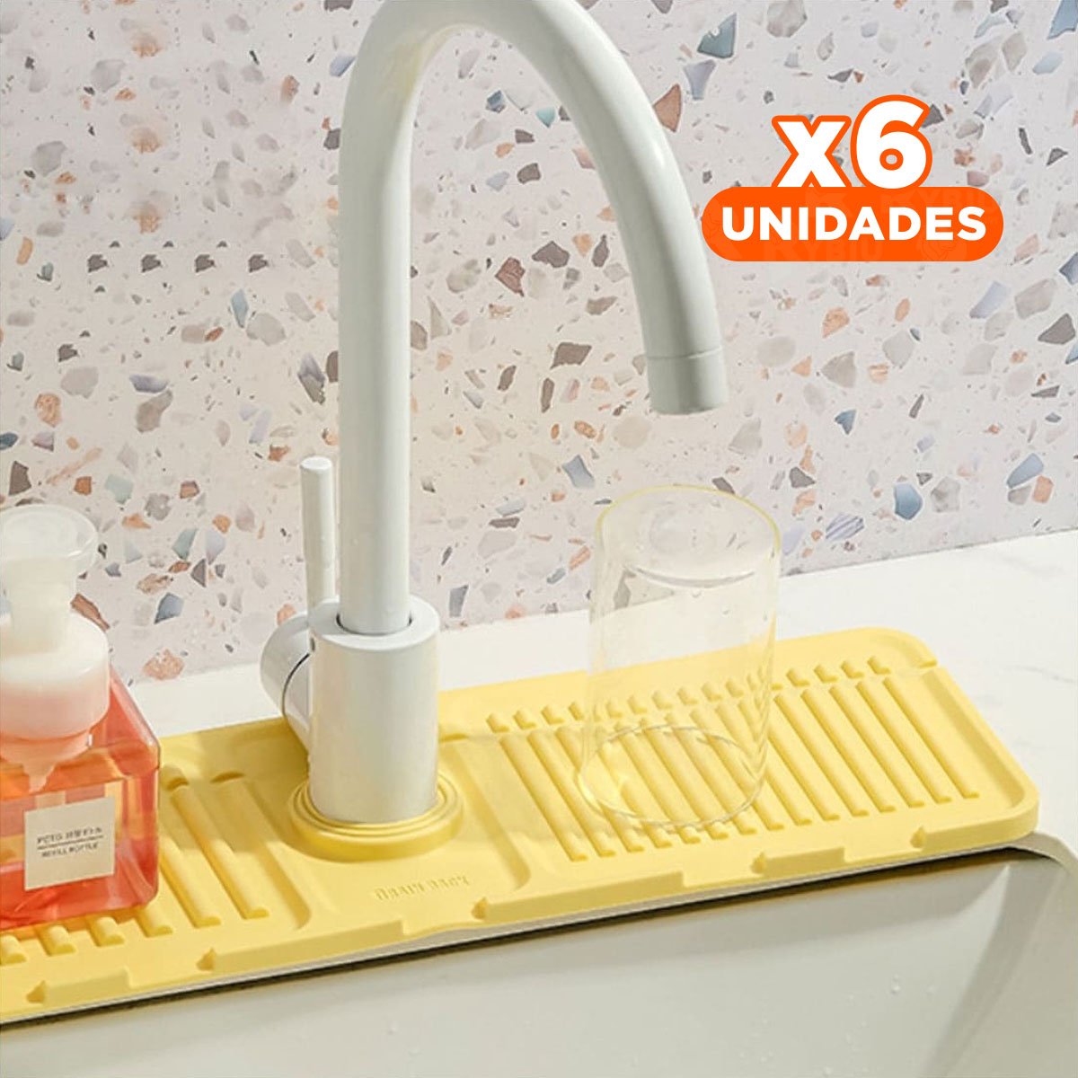 PACK6 IMPLEMENTO DE DRENAJE PARA LAVADERO DE SILICONA CON RAYAS EN EL HOGAR Y+REGALO STICKER - 1