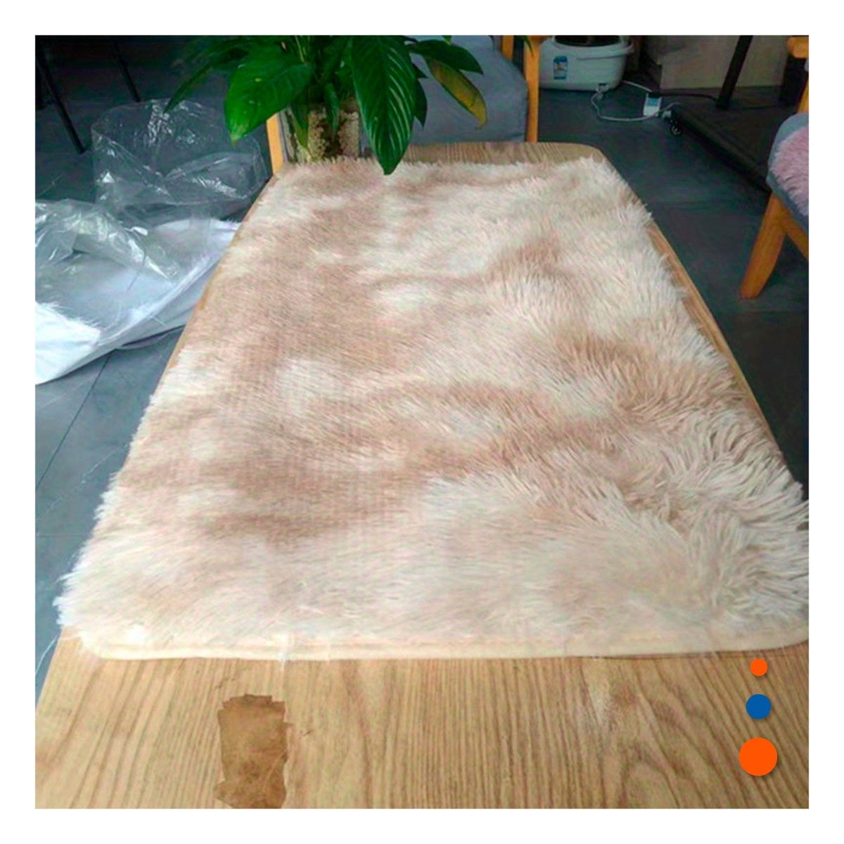 PACK2 ALFOMBRA RECTANGULAR DE PELUCHE SUAVE CAMELLO Y CREMA DIMENSIONES 40X60CM YPAPEL REGALO - 5