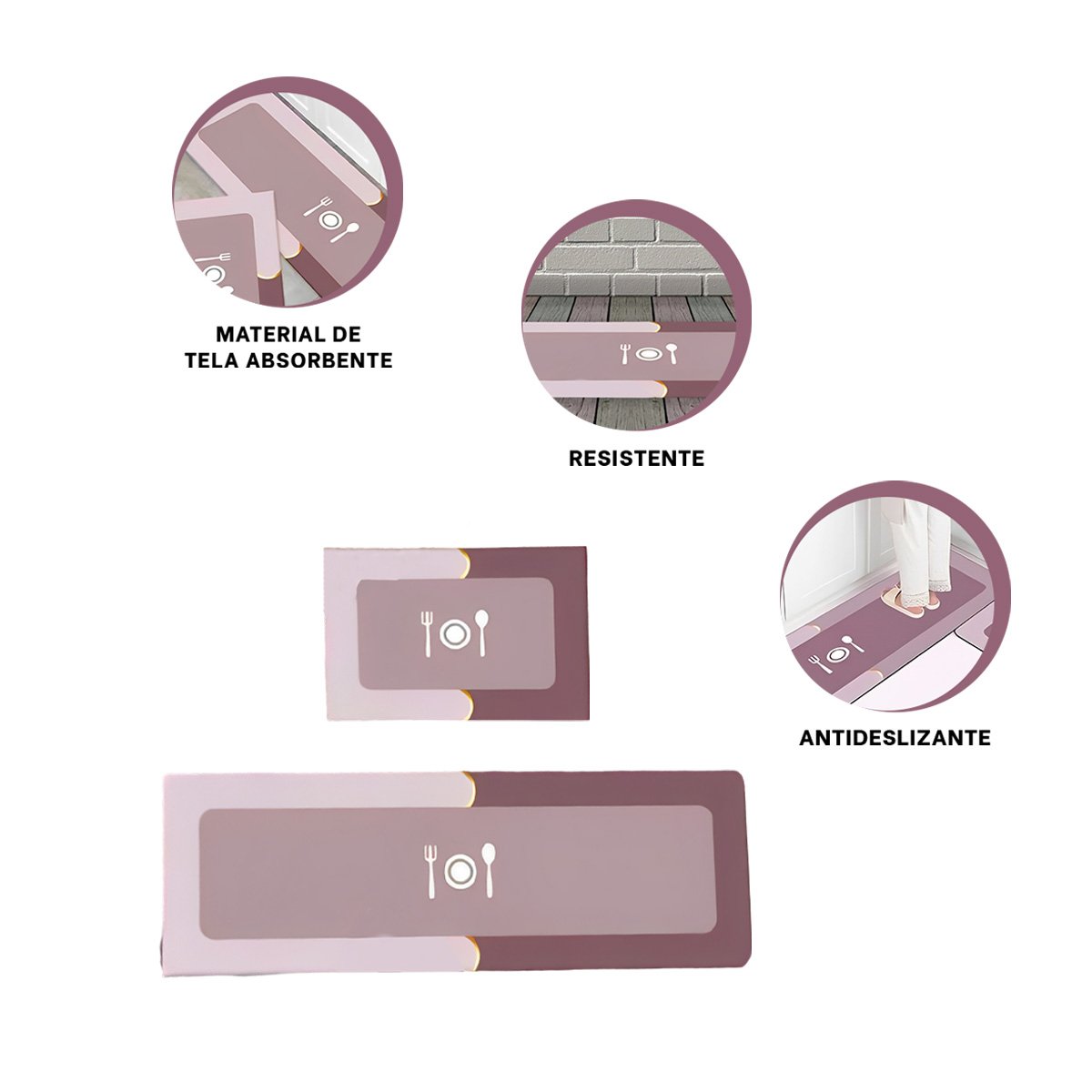 PACK6 PISO ANTIDESLIZANTE PARA COCINA Y AMBIENTES DEL HOGAR ROSADO Y+REGALO STICKER - 2