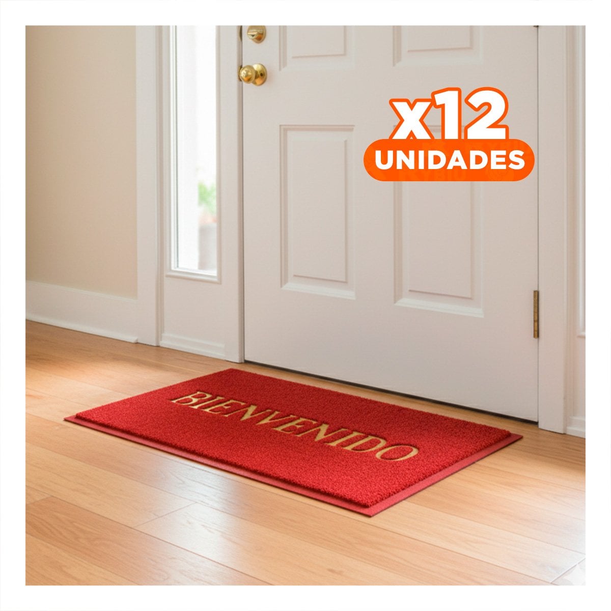 PACK12 ALFOMBRA RECTANGULAR BIENVENIDO ROJO PARA ENTRADA Y ESPACIOS SOCIALES Y+PAPEL REGALO - 1