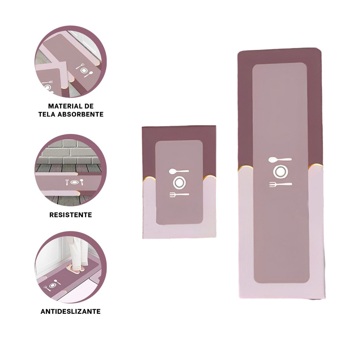ALFOMBRA DE PISO ANTIDESLIZANTE PARA COCINA Y DIFERENTES AMBIENTES DEL HOGAR ROSADO - 3