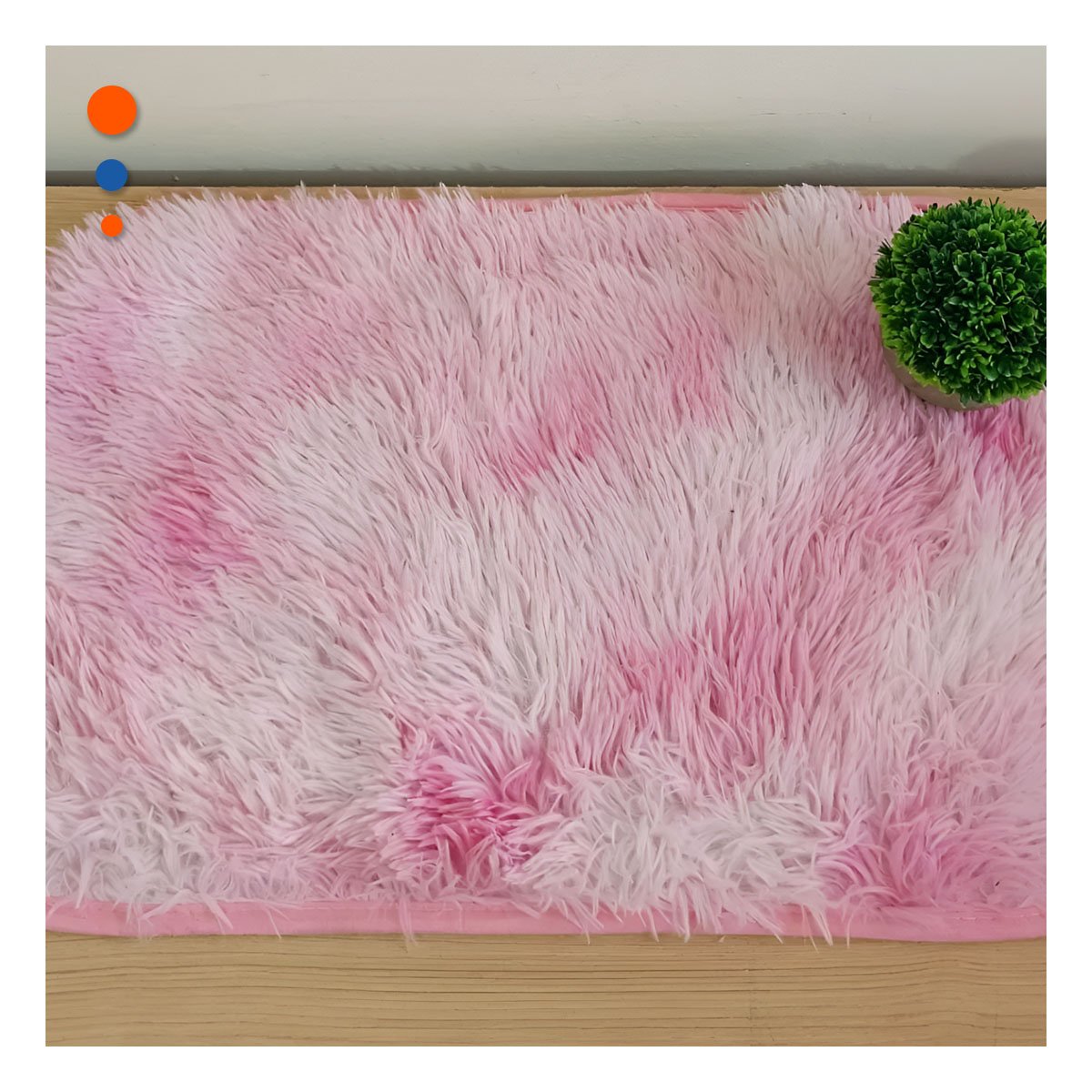 PACK4 ALFOMBRA DE PELUCHE RECTANGULAR DIMENSIONES 40X60CM EN ROSADO Y BLANCO - 5