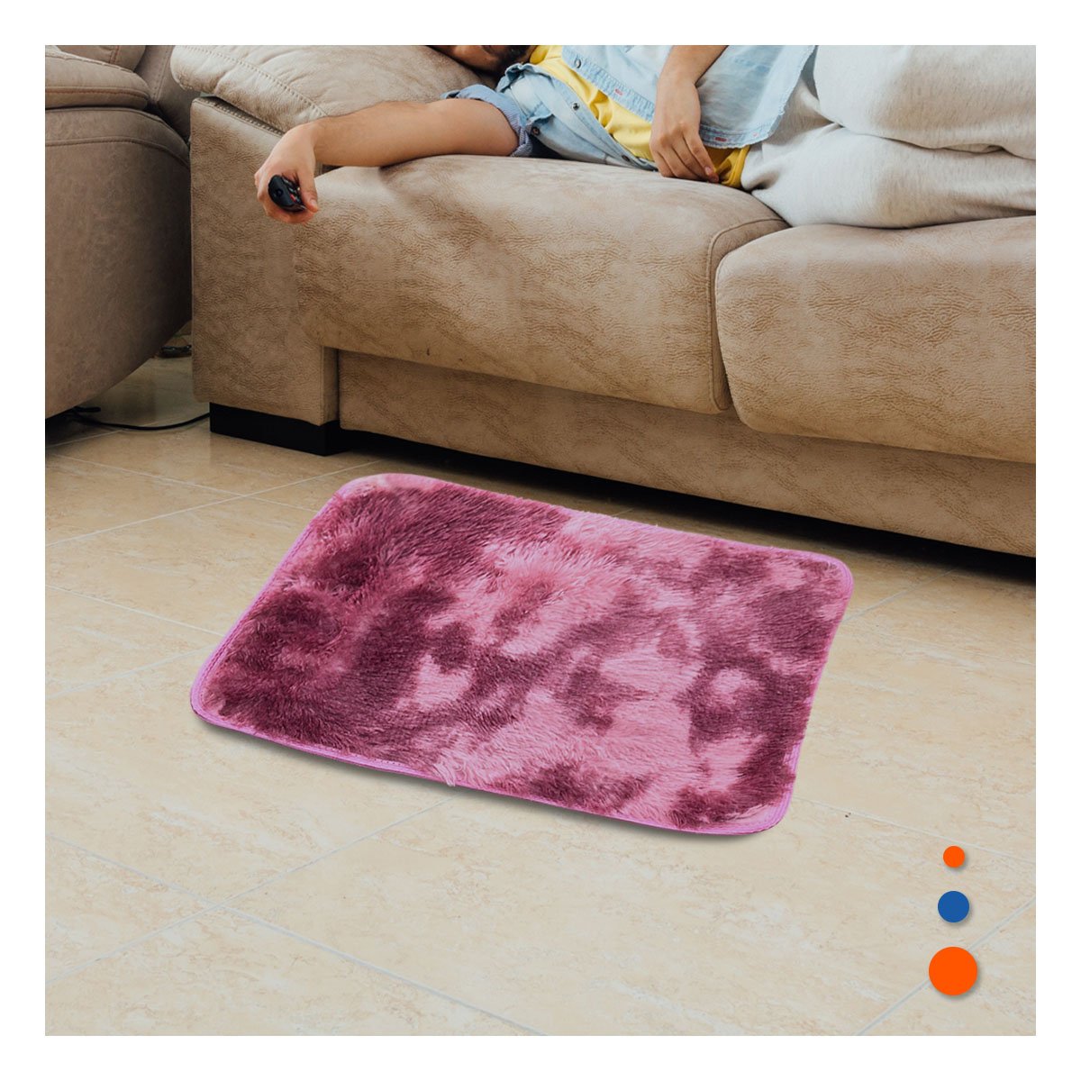 TAPETE RECTANGULAR DIMENSIONES 40X60CM CON TEXTURA PELUCHE GUINDA Y ROSADO - 1