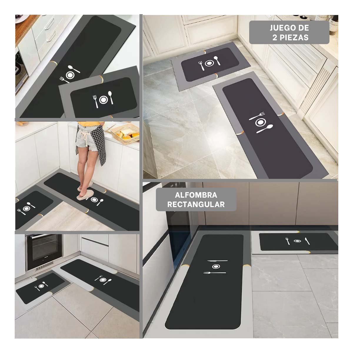 ALFOMBRILLA DE PISO ANTIDESLIZANTE PARA COCINA Y ESPACIOS DEL HOGAR PLOMO Y+LIGAS REGALO - 5