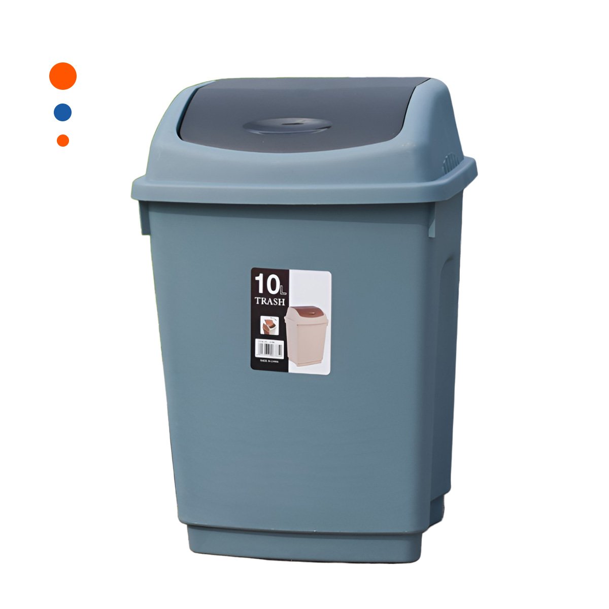 PACK2 TACHO AZUL DE BASURA CON TAPA VAIVEN Y ALMACENAMIENTO 10L YREGALO STICKER - 2