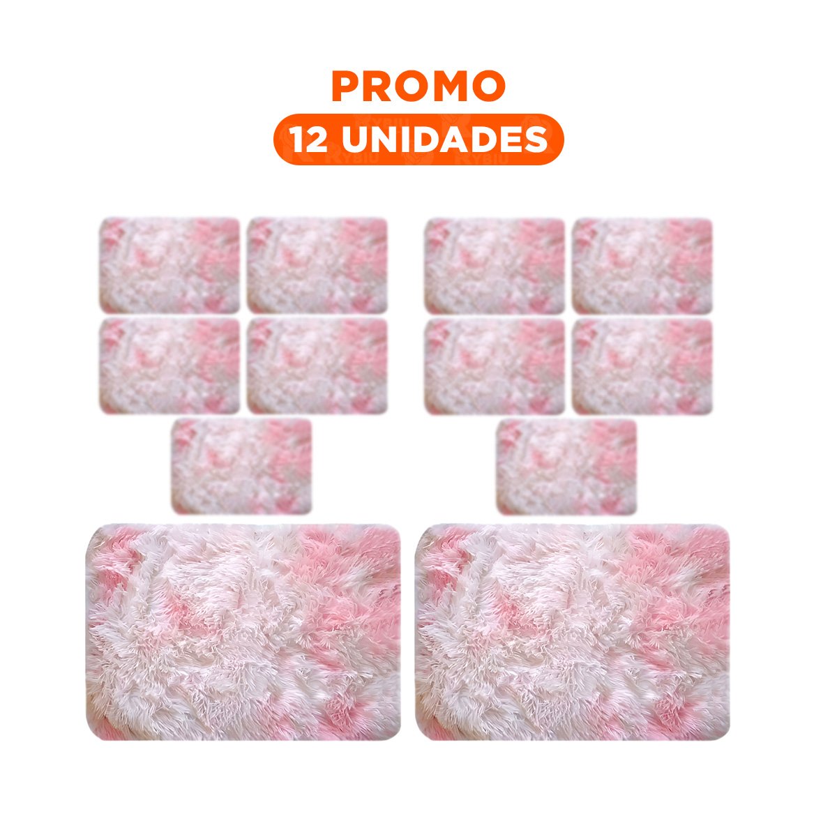 PACK12 BASE RECTANGULAR ROSADO Y BLANCO TEXTURA PELUCHE 40X60CM YREGALO STICKER - 1