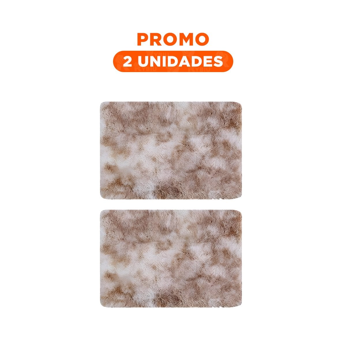 PACK2 ALFOMBRA DIMENSIONES 40X60CM CON ACABADO PELUCHE RECTANGULAR BLANCO Y CAMELLO - 1