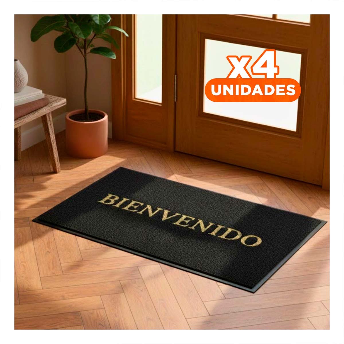 PACK4 ALFOMBRA RECTANGULAR BIENVENIDO NEGRO PARA ENTRADA Y AREA SOCIAL - 1