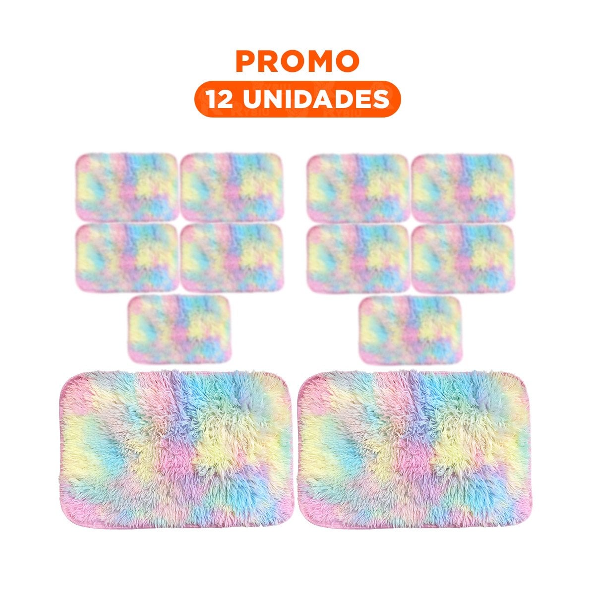 PACK12 BASE RECTANGULAR MULTICOLOR TEXTURA PELUCHE 40X60CM YREGALO STICKER - 1