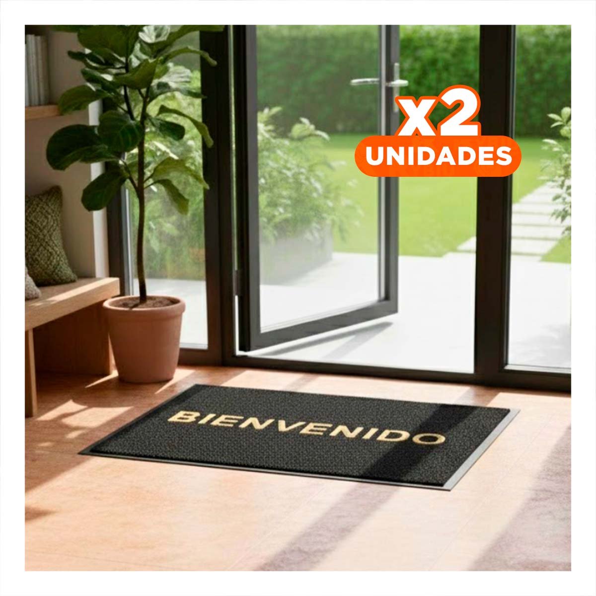 PACK2 COBERTOR RECTANGULAR BIENVENIDO NEGRO PARA ENTRADA Y ZONA SOCIAL Y+REGALO STICKER - 1