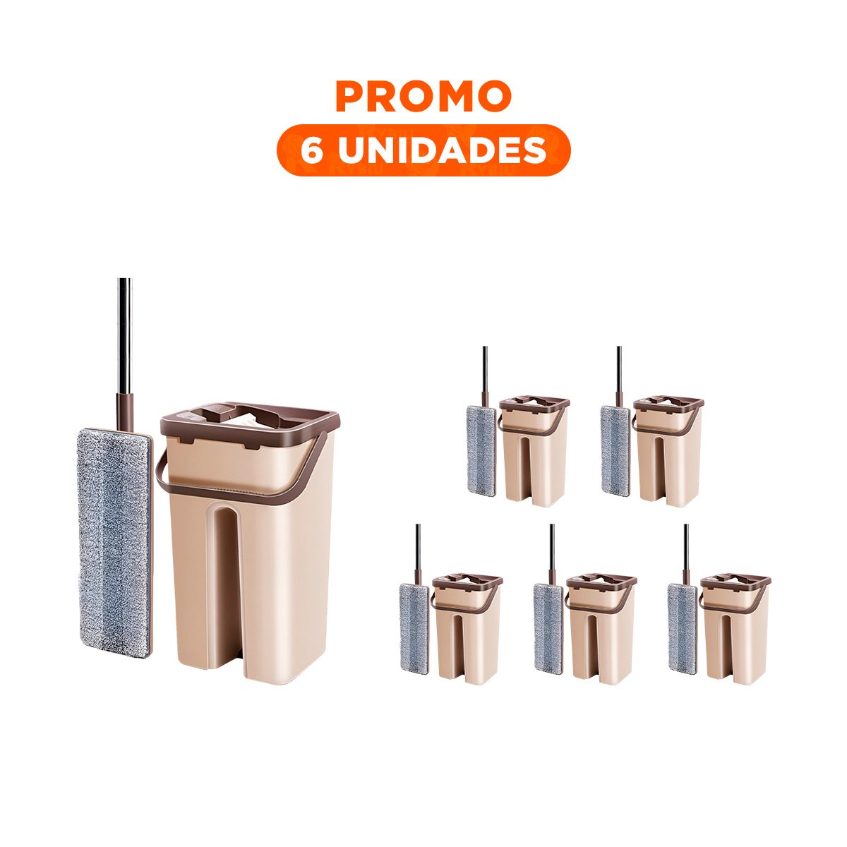PACK6 HERRAMIENTA DE LIMPIEZA 360 CON BALDE CENTRIFUGADOR BEIGE Y MARRON RESISTENTE - 1