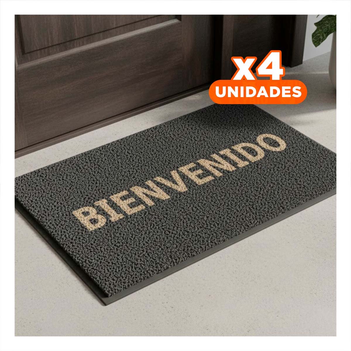 PACK4 ALFOMBRA RECTANGULAR BIENVENIDO PLOMO PARA ENTRADA Y ZONA SOCIAL - 1