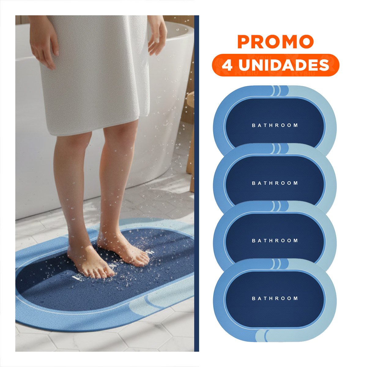 PACK4 TAPIZ OVALADO FUNCIONAL PARA USO EN CASA Y HOGAR COMODA CELESTE YREGALO STICKER - 1