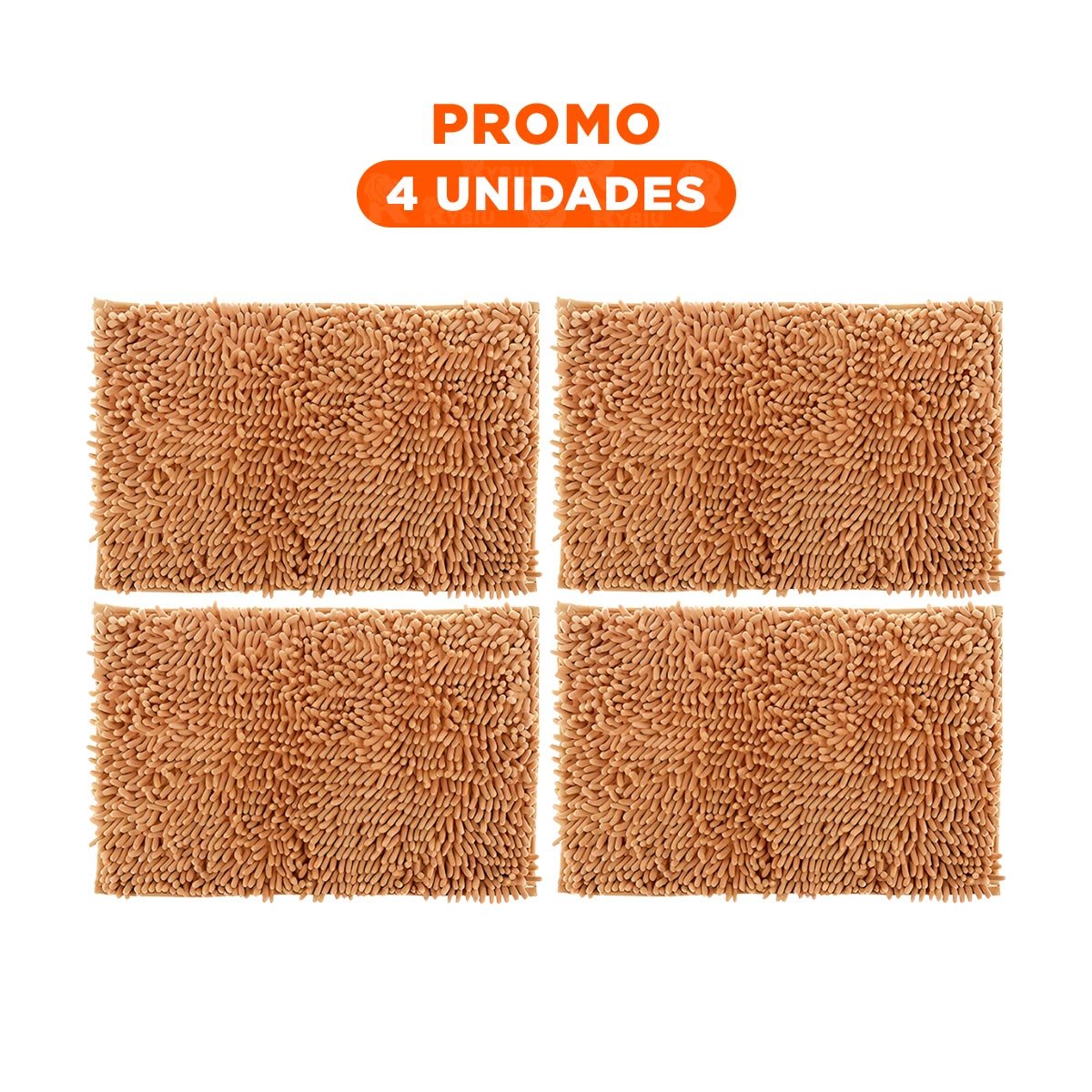 PACK4 TAPETE RECTANGULAR LIVIANO DE MICROFIBRA 40X60CM MOSTAZA PARA HOGAR Y+REGALO STICKER - 1