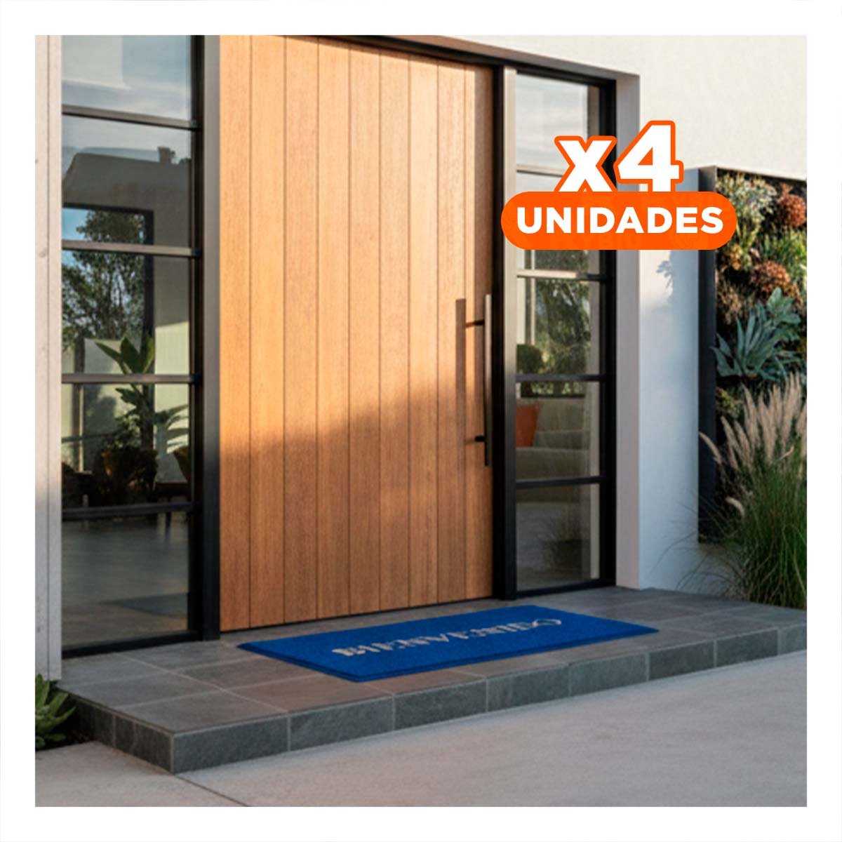 PACK4 TAPETE RECTANGULAR BIENVENIDO NEGRO ELEGANTE Y RESISTENTE PARA ENTRADA DE CASA - 1