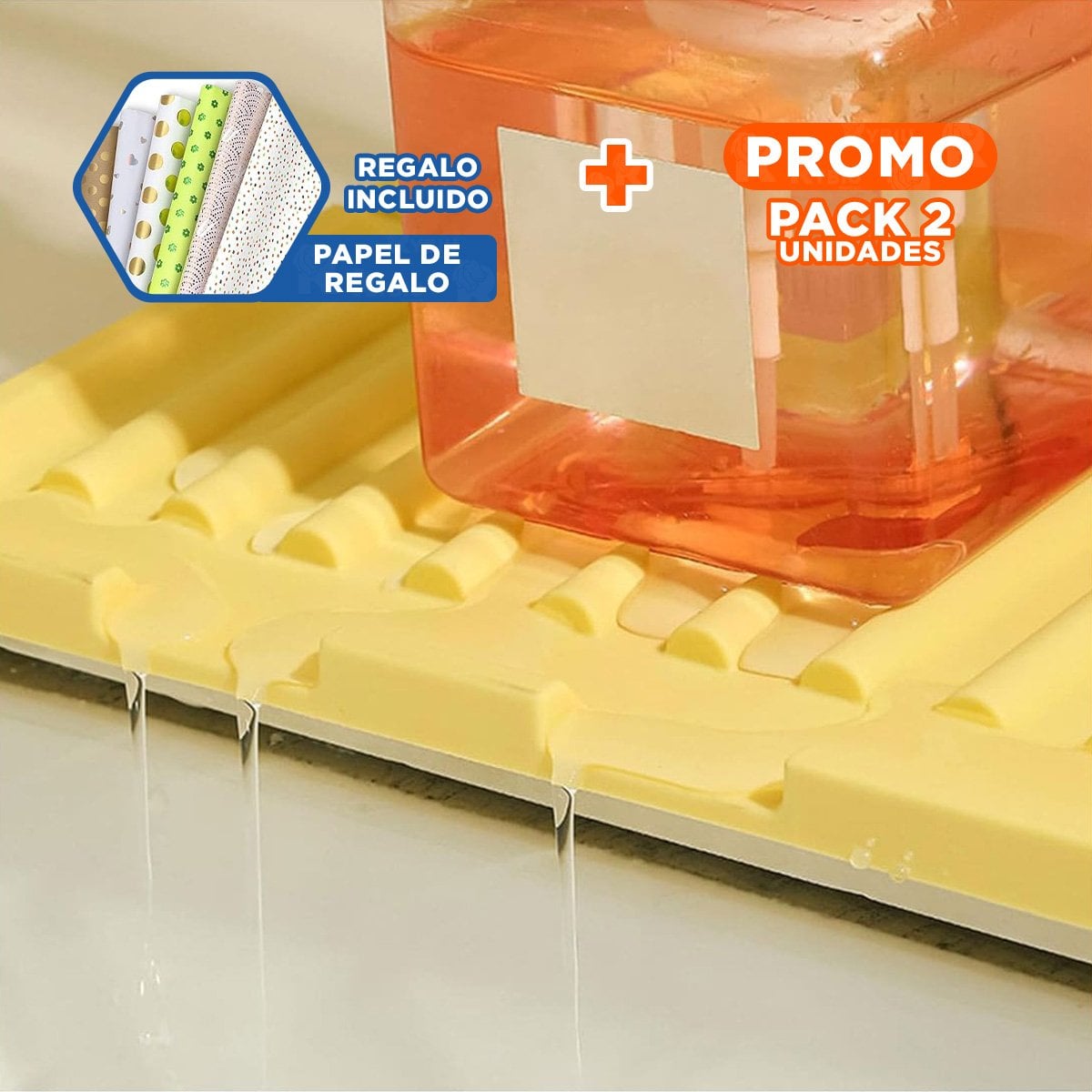 PACK2 ACCESORIO DE DRENAJE PARA LAVADERO DE SILICONA CON RAYAS PARA USO DIARIO Y+PAPEL REGALO - 1