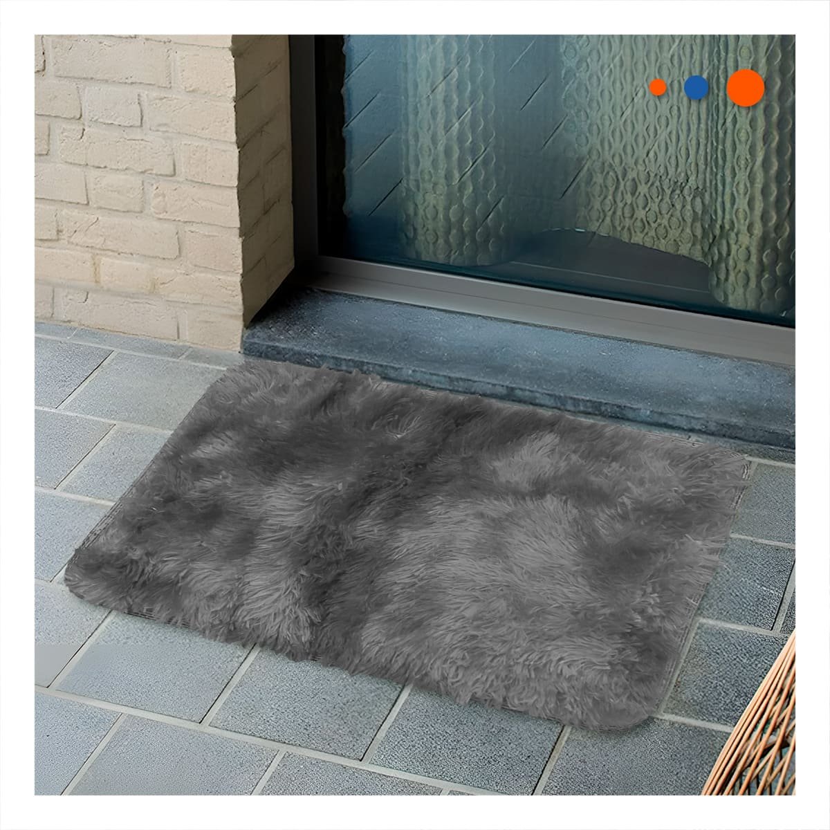 TAPETE RECTANGULAR DIMENSIONES 40X60CM CON TEXTURA PELUCHE NEGRO Y PLOMO - 2