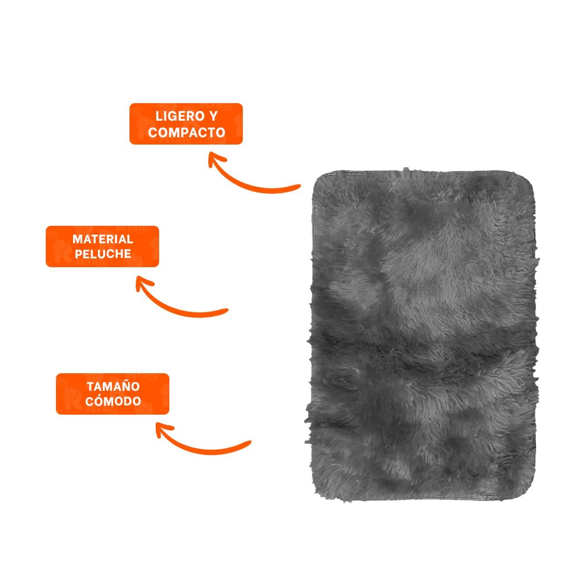 TAPETE RECTANGULAR DIMENSIONES 40X60CM CON TEXTURA PELUCHE NEGRO Y PLOMO - 3