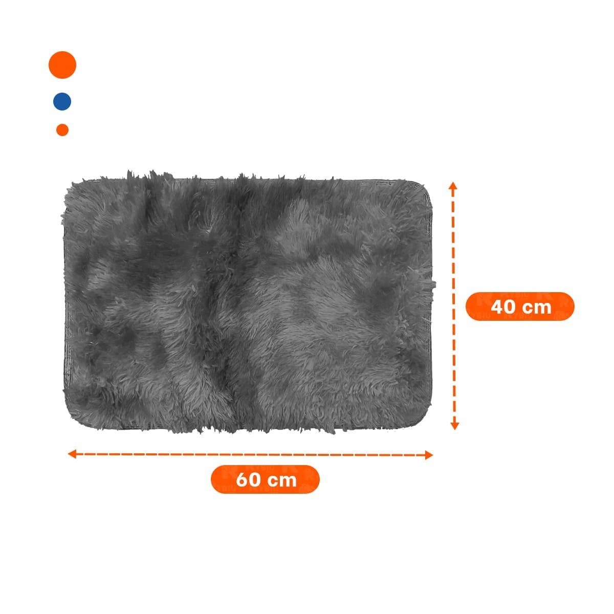 TAPETE RECTANGULAR DIMENSIONES 40X60CM CON TEXTURA PELUCHE NEGRO Y PLOMO - 4