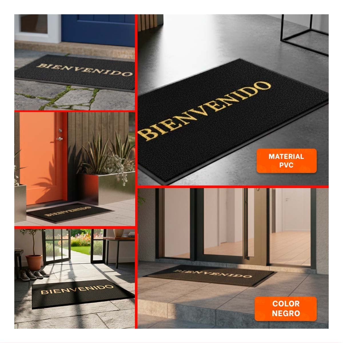 COBERTOR RECTANGULAR BIENVENIDO NEGRO PARA ENTRADA Y ESPACIOS COMUNES Y+POST IT - 1
