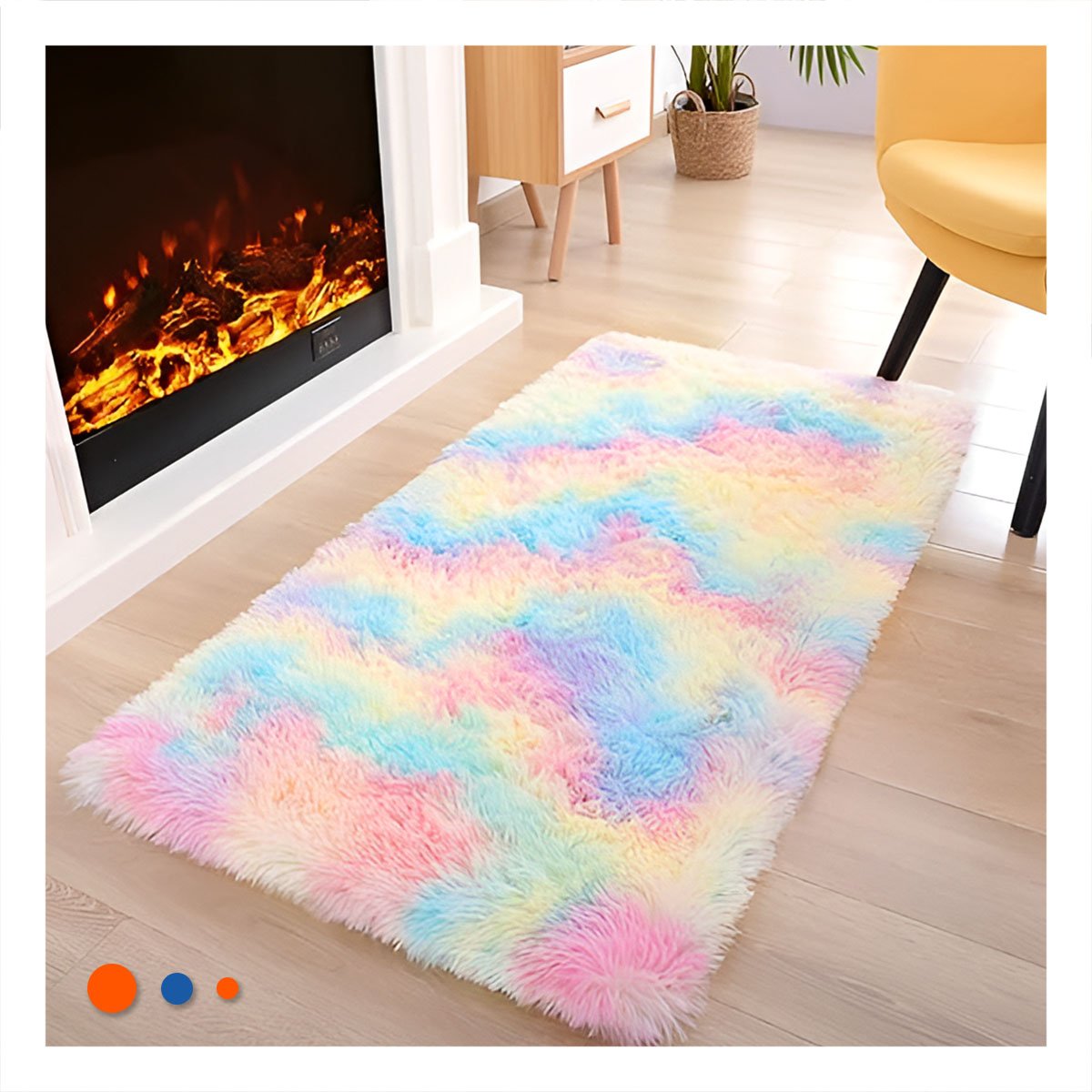 PACK2 ALFOMBRA DIMENSIONES 40X60CM CON ACABADO PELUCHE RECTANGULAR MULTICOLOR - 5