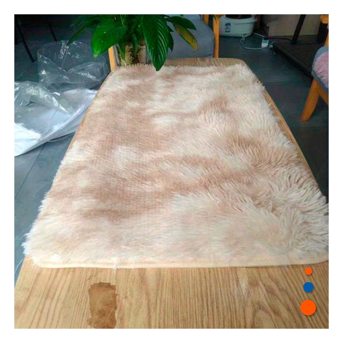 PACK4 ALFOMBRA DE PELUCHE RECTANGULAR DIMENSIONES 40X60CM EN CAMELLO Y CREMA - 5