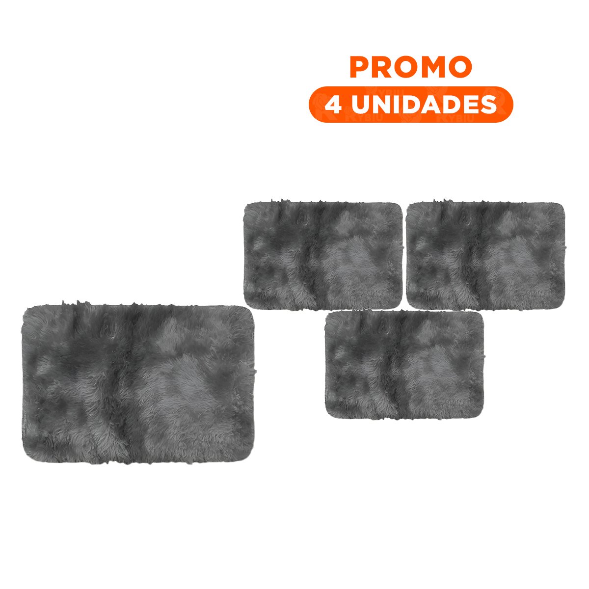 PACK4 ALFOMBRILLA NEGRO Y PLOMO RECTANGULAR DIMENSIONES 40X60CM PELUCHE YREGALO STICKER - 1