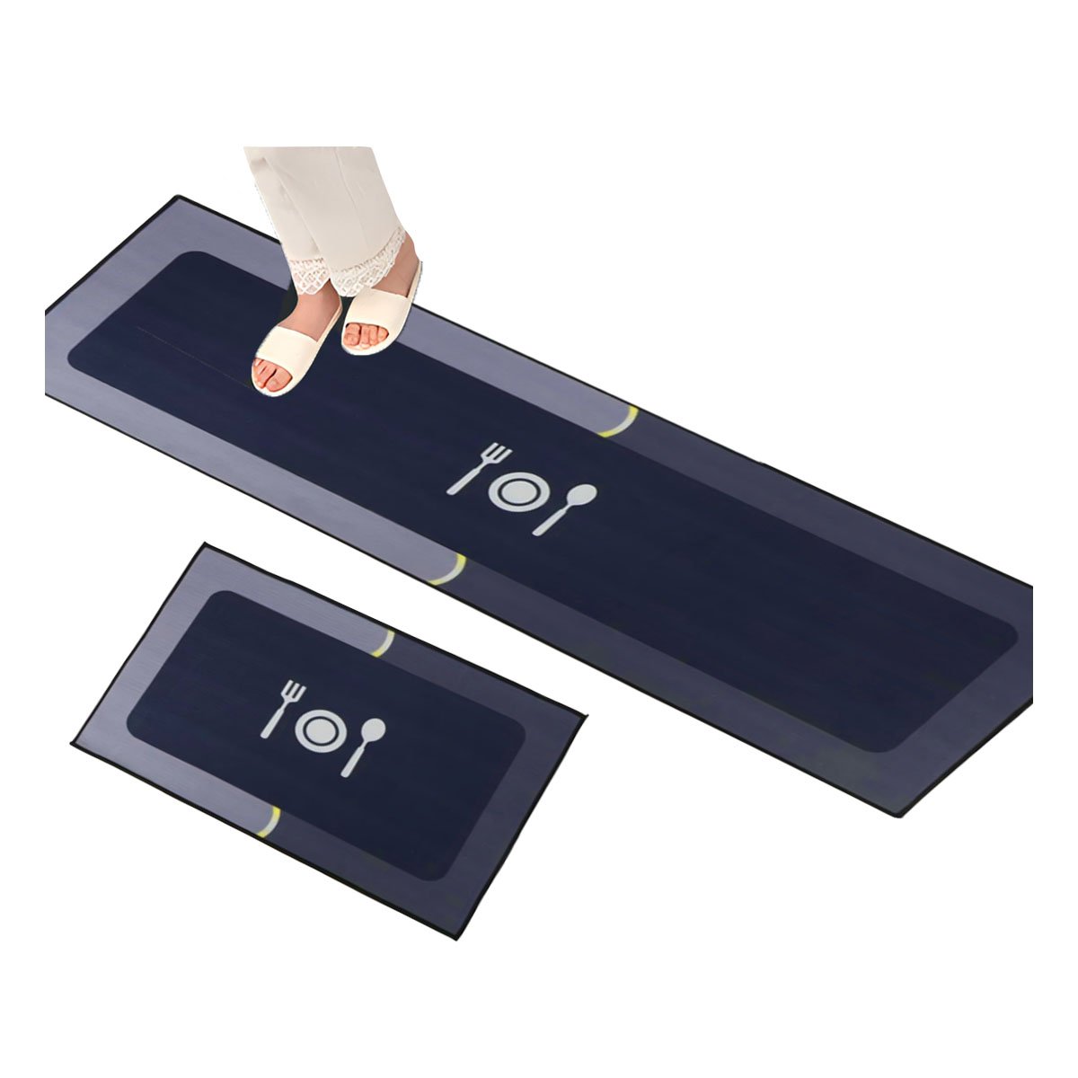 TAPETE DE PISO CON BASE ANTIDESLIZANTE PARA COCINA Y USO DIARIO AZUL Y+PAPEL REGALO - 1