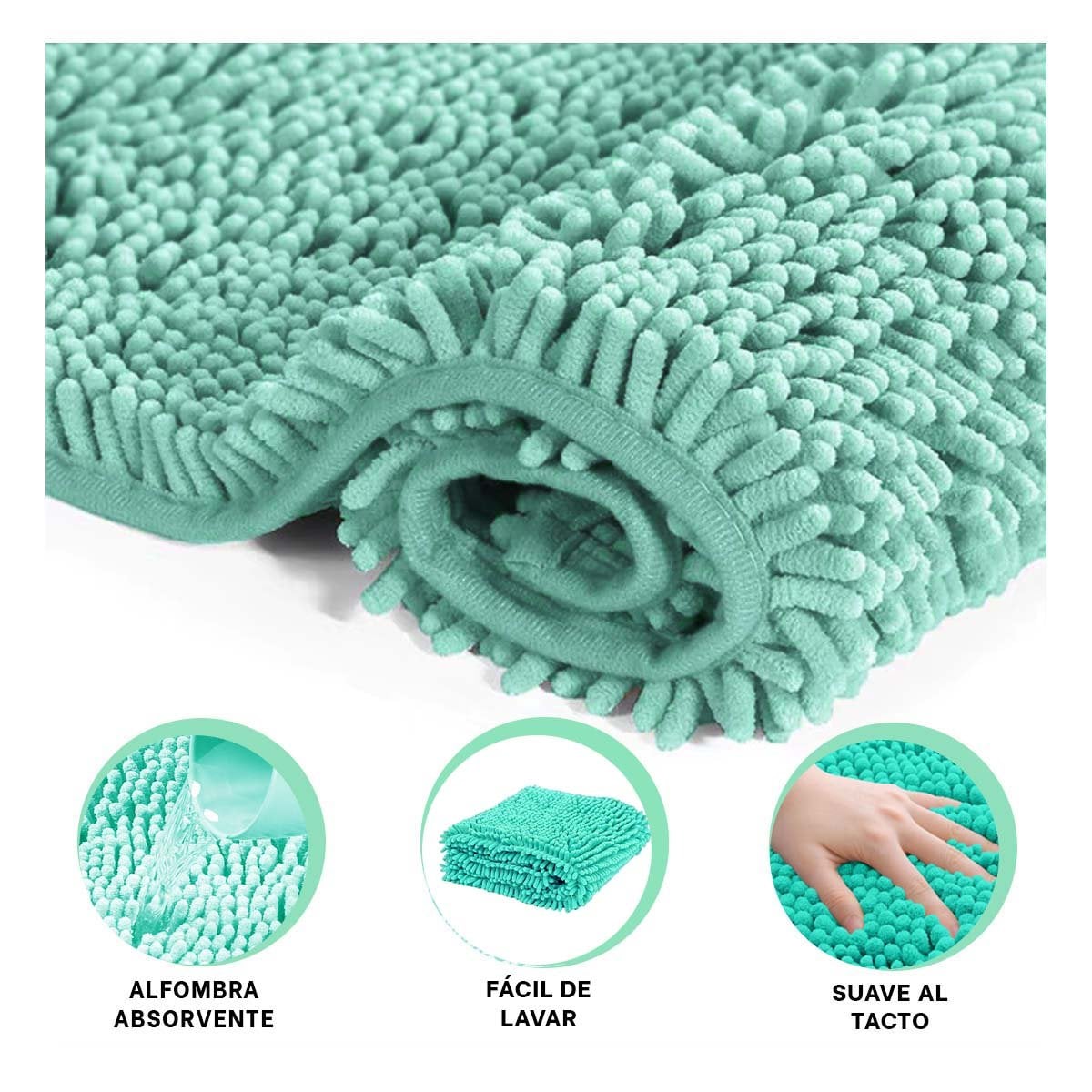 FORMATO OVALADO DE MICROFIBRA 40X60CM TURQUEZA PARA USO DIARIO EN CASA YLIGAS REGALO - 3