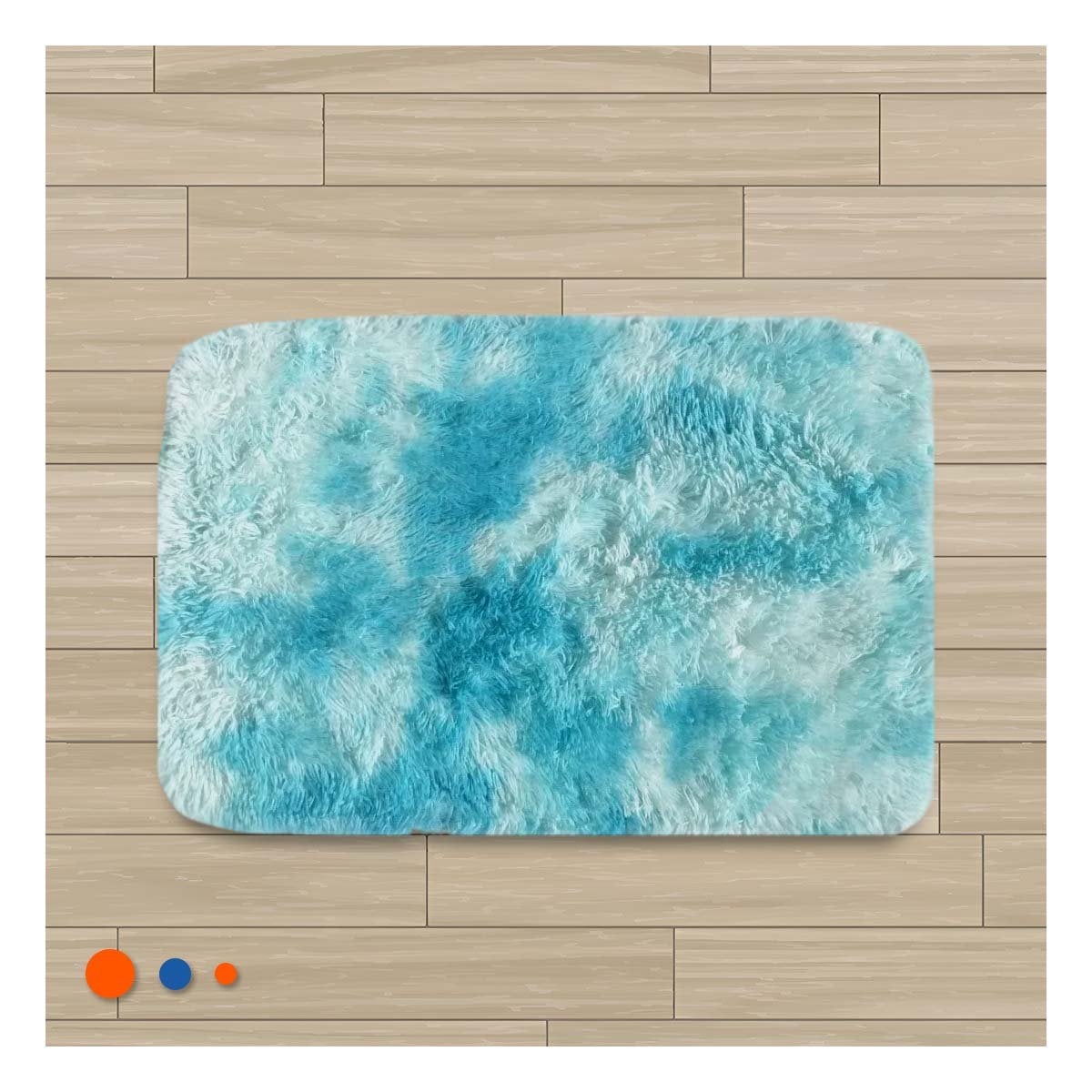 TAPETE DE PELUCHE DIMENSIONES 40X60CM RECTANGULAR CELESTE Y BLANCO YSTICKY - 2