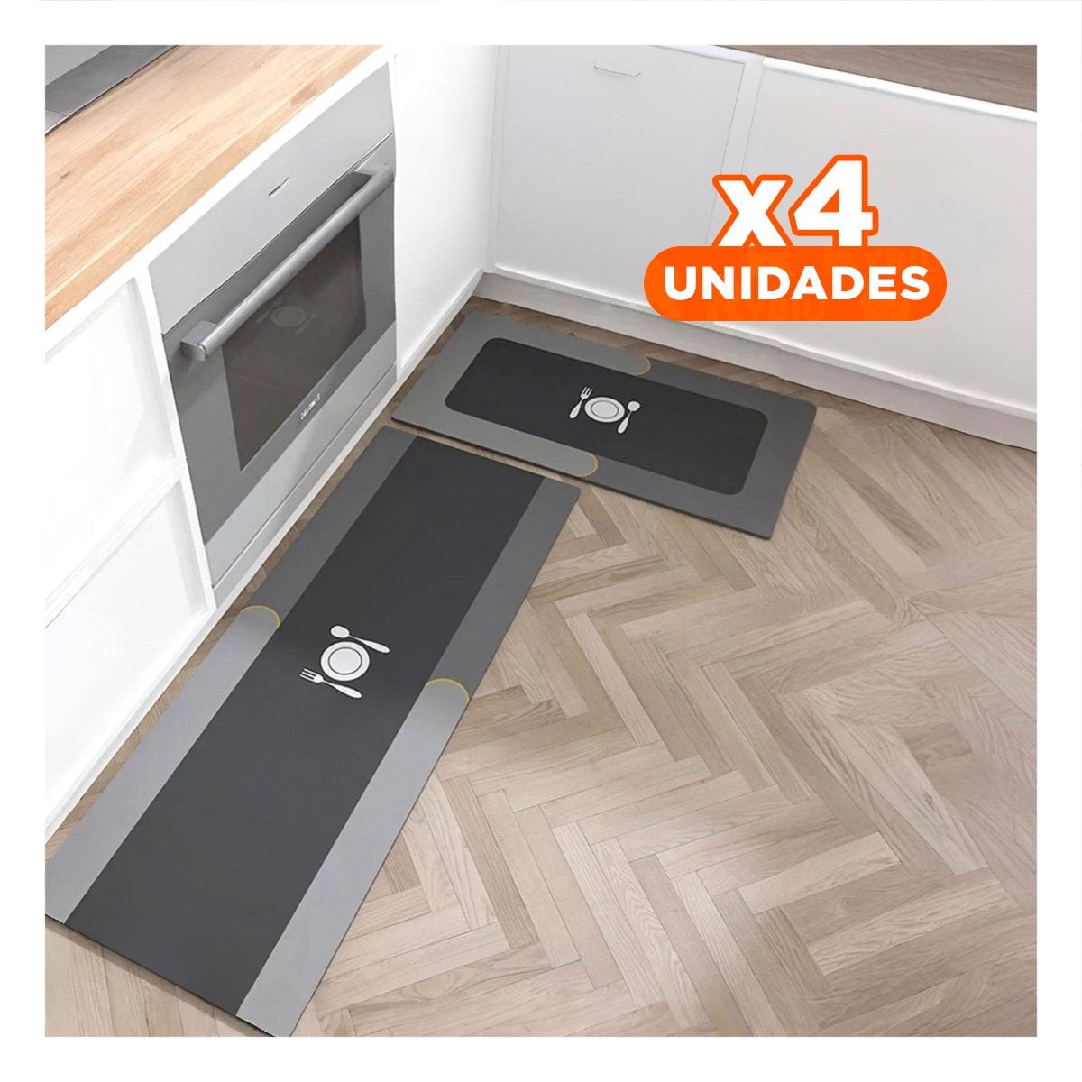 PACK4 SUPERFICIE DE PISO ANTIDESLIZANTE PARA COCINA Y USO COTIDIANO PLOMO - 1