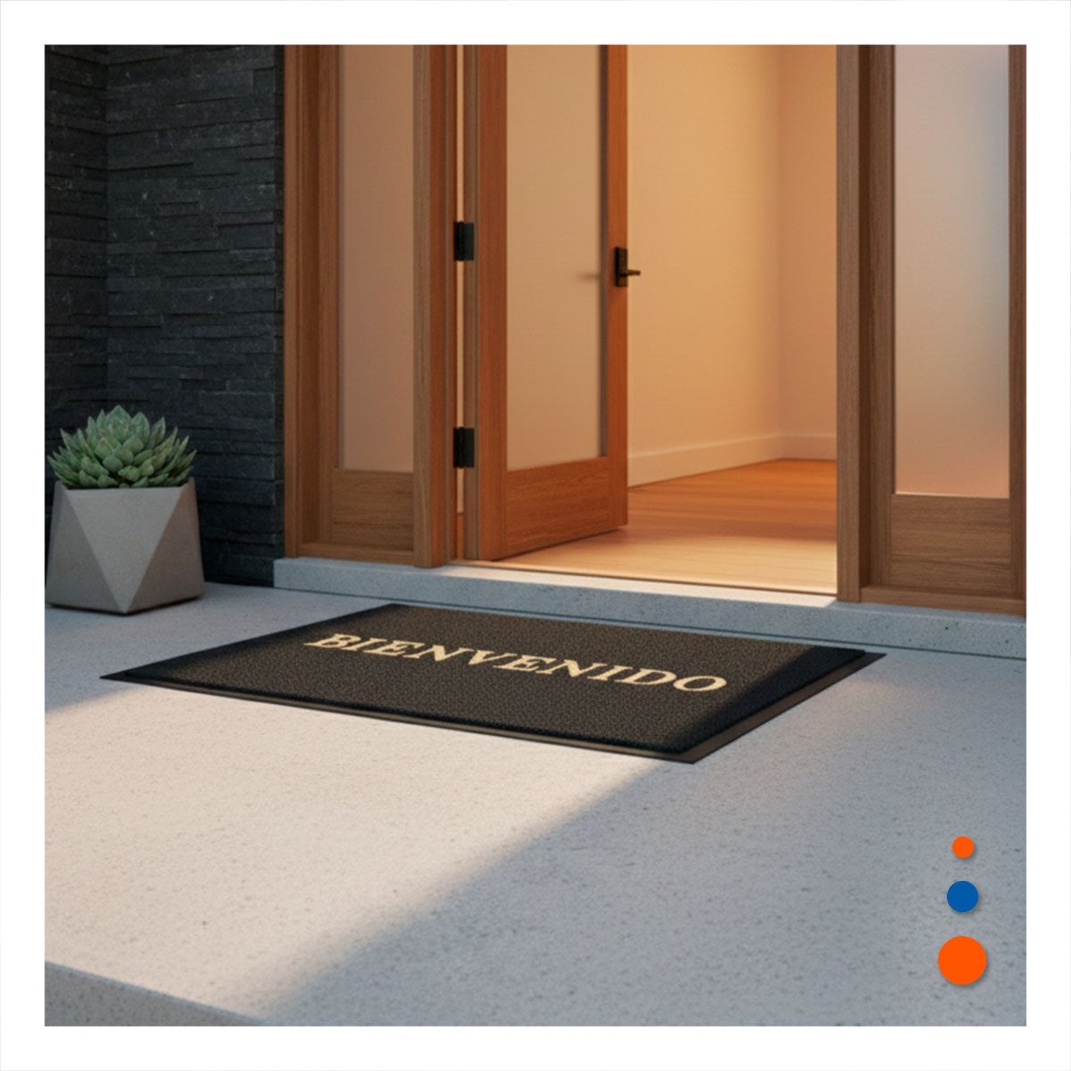 FELPUDO RECTANGULAR BIENVENIDO PLOMO PARA SALA Y ACCESO PRINCIPAL Y+PAPEL REGALO - 2