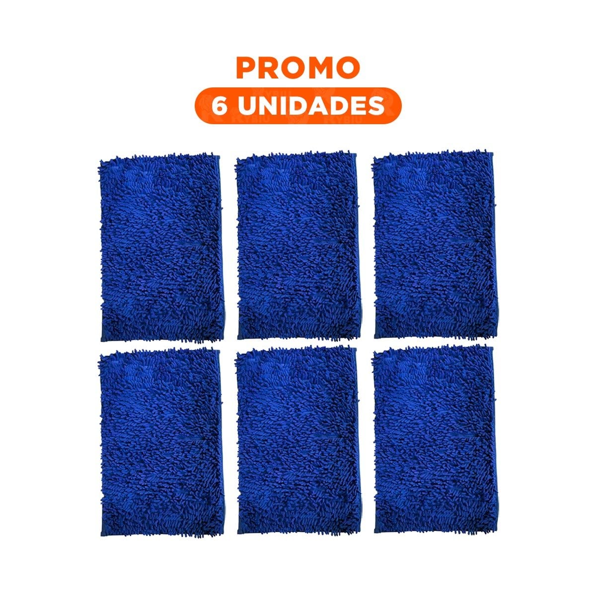 PACK6 TAPETE RECTANGULAR SUAVE DE PISO MICROFIBRA 40X60CM AZUL ELECTRICO PARA HOGAR - 1
