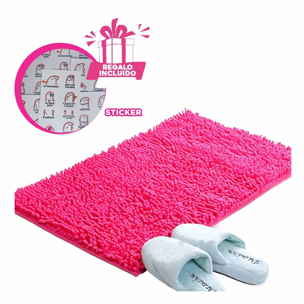 TAPETE DECORATIVO RECTANGULAR DE MICROFIBRA 40X60CM FUCSIA PARA HOGAR YREGALO STICKER - 1