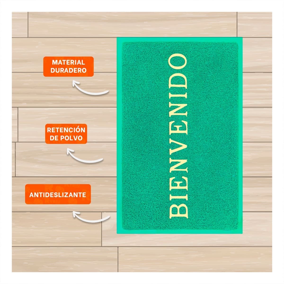 COBERTOR RECTANGULAR BIENVENIDO VERDE PARA ENTRADA Y AREA SOCIAL Y+POST IT - 2