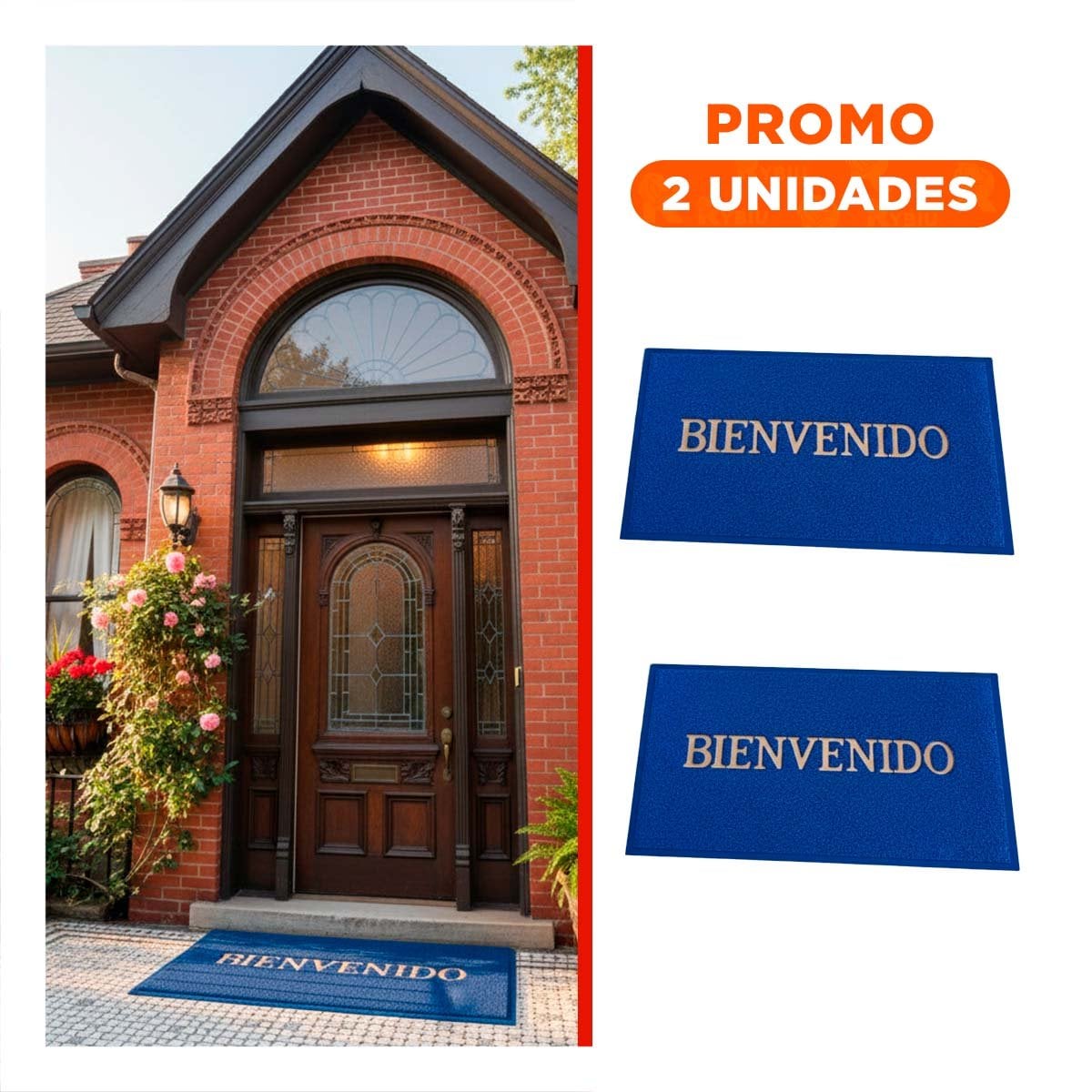 PACK2 FELPUDO RECTANGULAR BIENVENIDO NEGRO DURADERO Y DECORATIVO PARA LA ENTRADA - 1